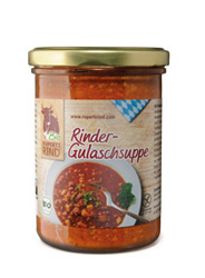 Rindergulaschsuppe im kleinen Glas